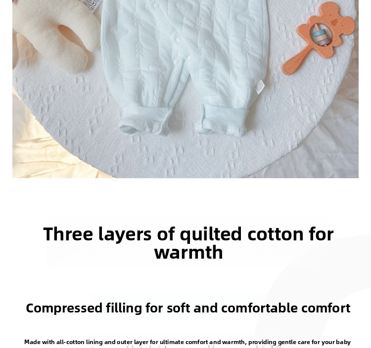 Cotton Quilted Baby Jumpsuit for Autumn and Winter