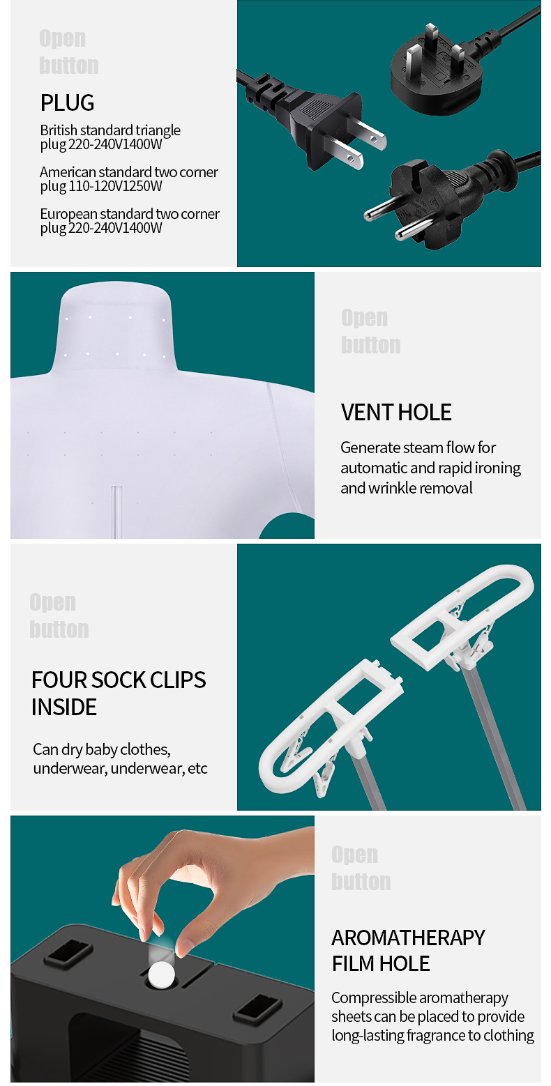 Fully Automatic Humanoid Garment Steamer and Dryer with Multiple Attachments