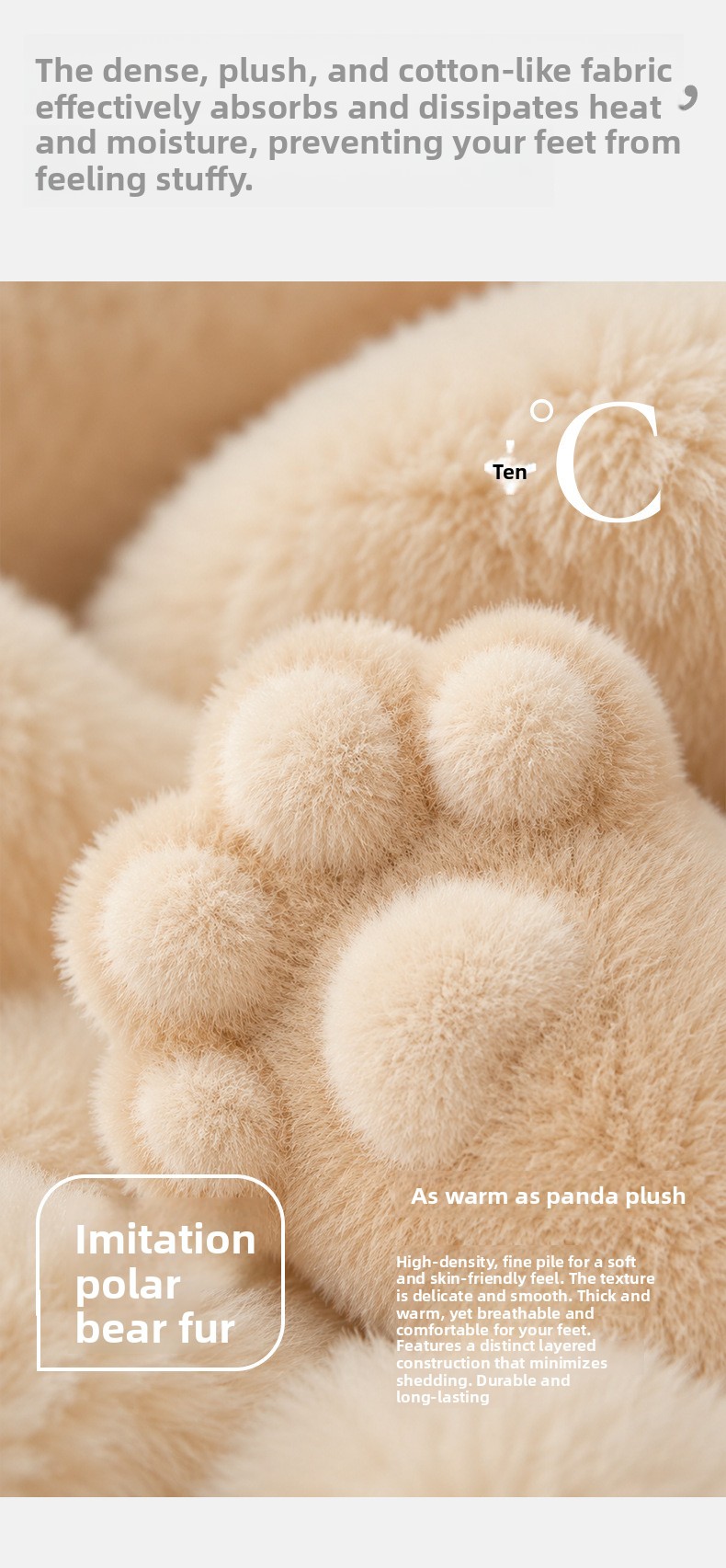 Unisex Plush Fleece Lined Cotton Slippers with Anti-Slip Sole