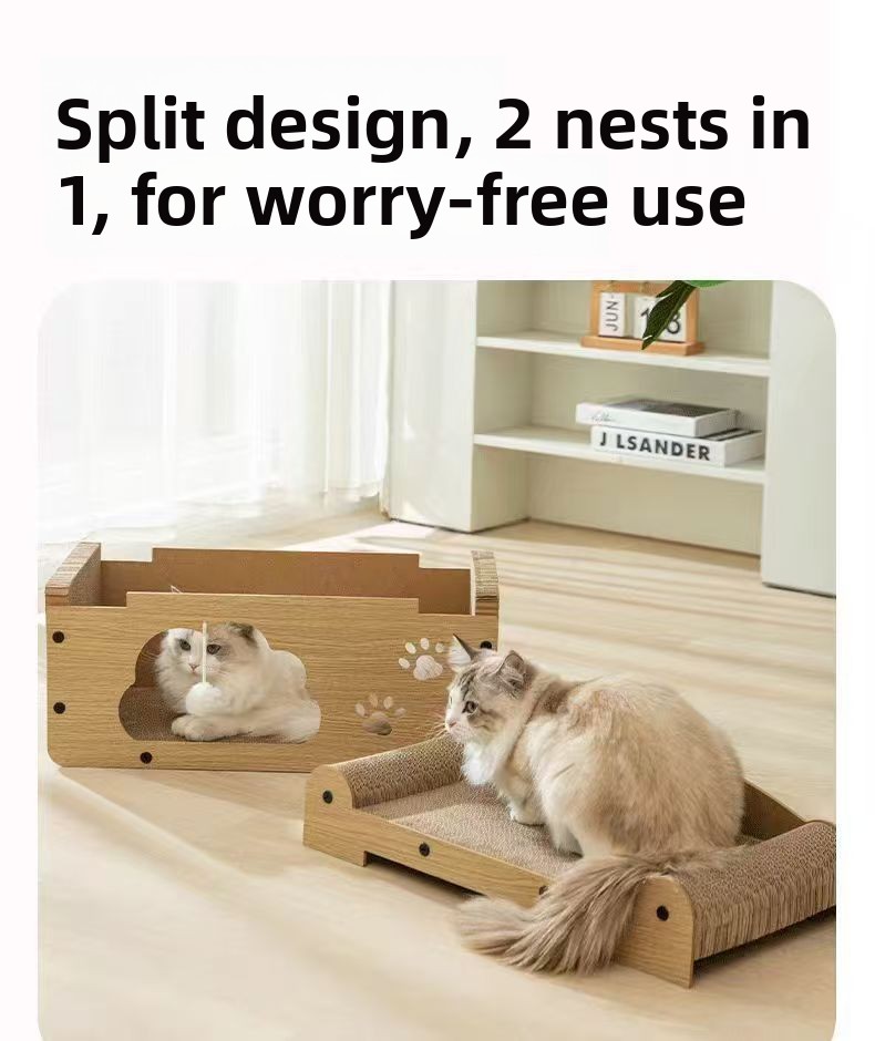 Rascador para gatos con cama y refugio de cartón: imagen adicional