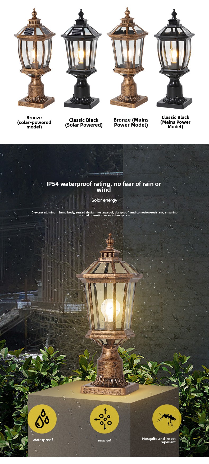 Solar-powered wall light