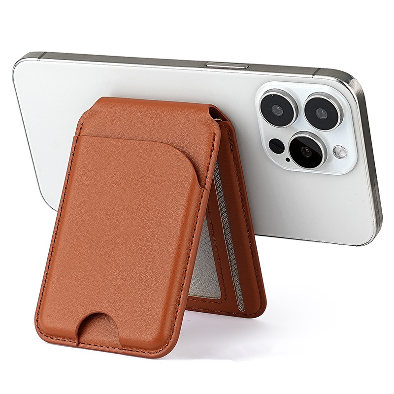 Magnetic leather stand card holder