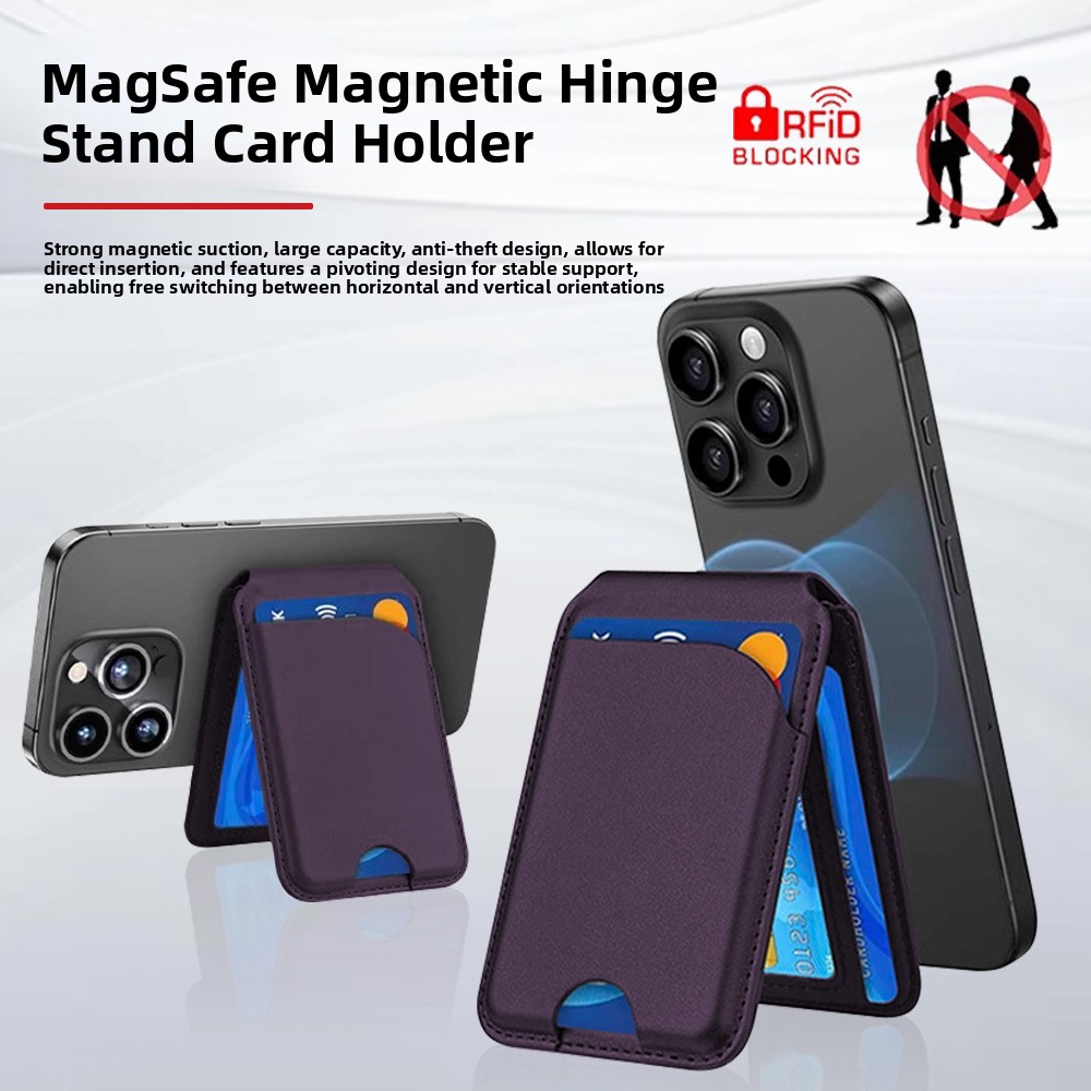 Magnetic leather stand card holder