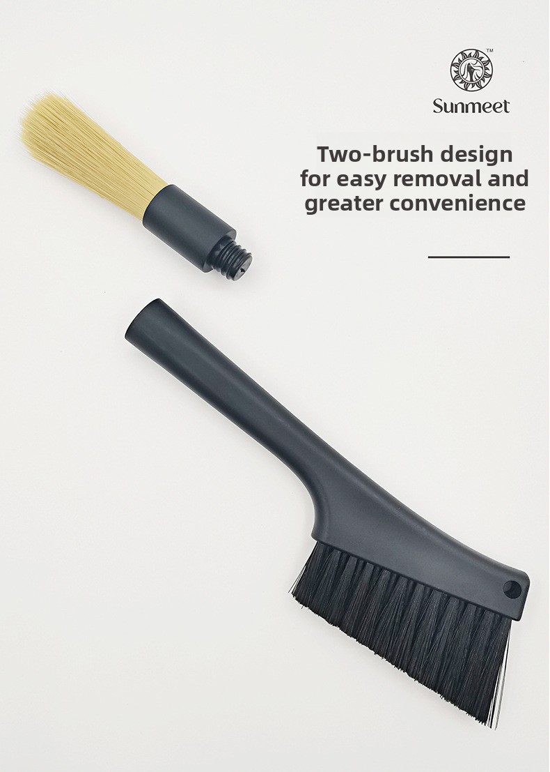 Coffee Machine Dual-Head Detachable Soft Bristle Cleaning Brush