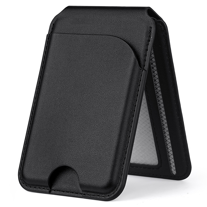 Magnetic leather stand card holder