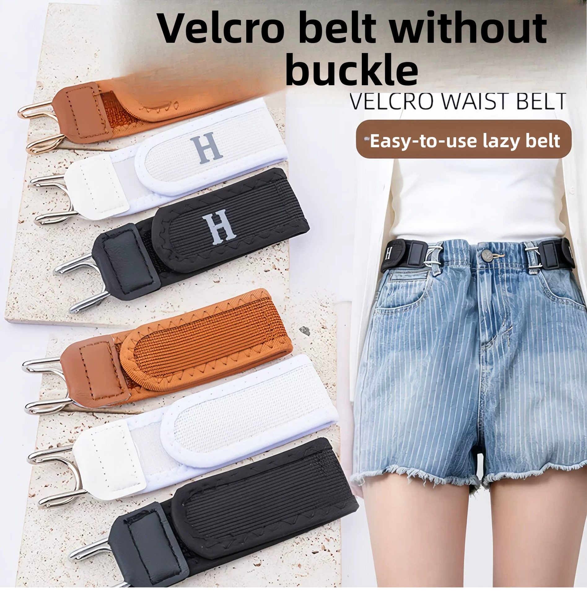 Men's Hook-and-Loop Waist Tightening Belt Without Buckle for Adjustable Comfort