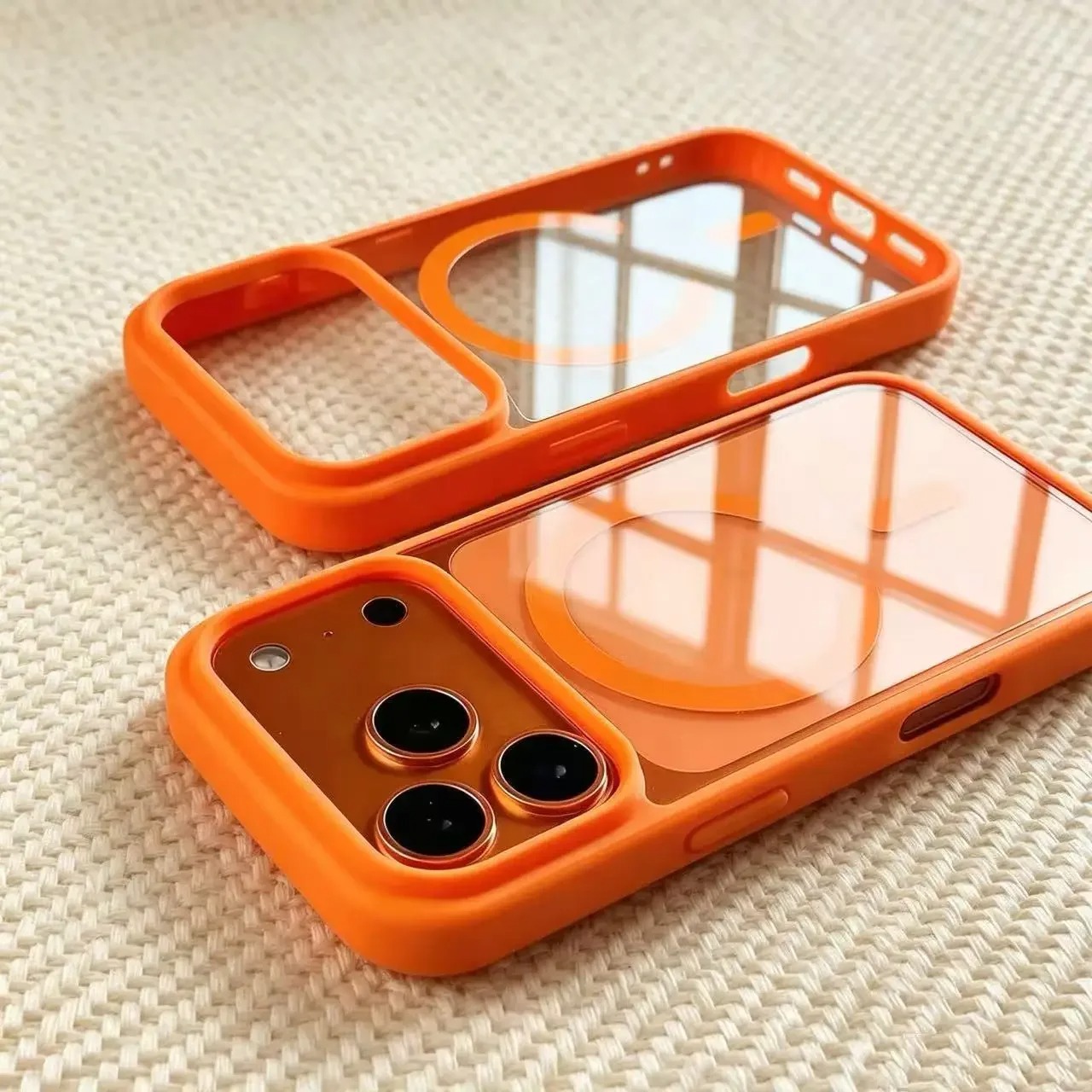 Magnetic Transparent Phone Case with Skin-Feel TPU PC Acrylic Frame