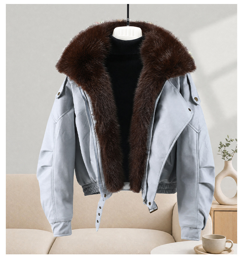 Women's Thickened Cotton Coat with Removable Fur Collar