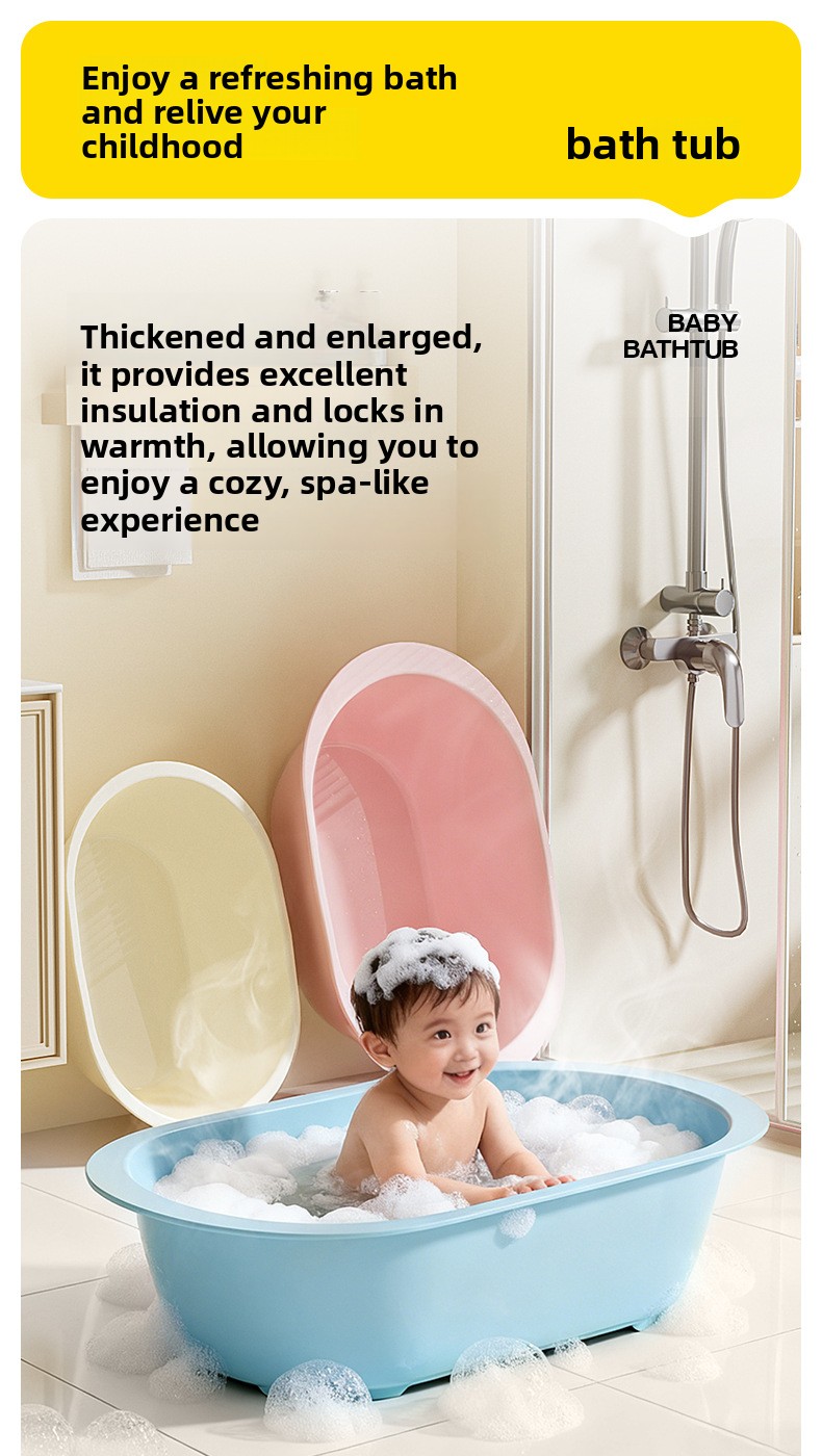 Thickened Non-Slip Plastic Baby Bathtub Long Shaped Children Bath Basin