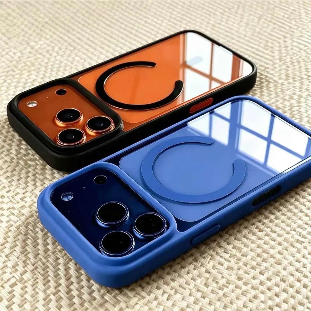 Magnetic Transparent Phone Case with Skin-Feel TPU PC Acrylic Frame