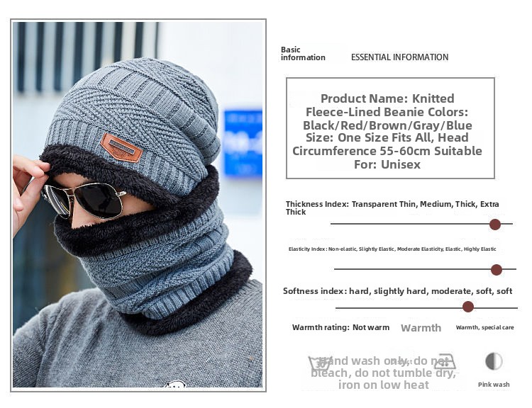 Winter cashmere padded warm wool cap