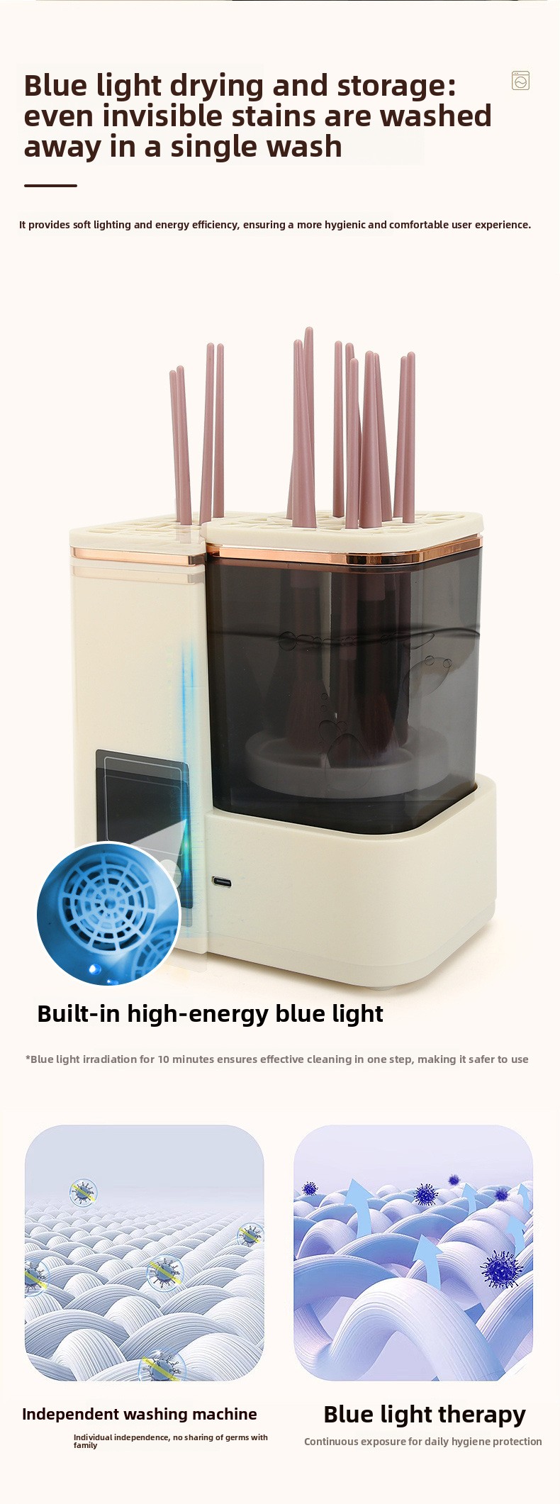 Fully automatic makeup brush cleaner