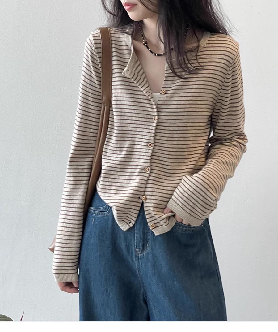 Striped Knitted Cardigan Jacket Women's Spring and Autumn New