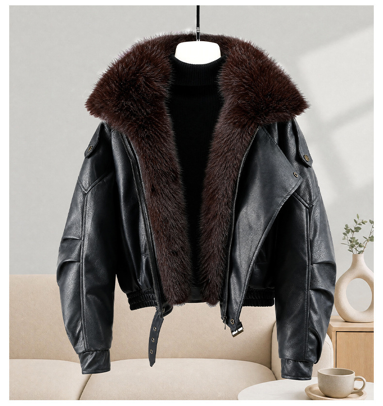 Women's Thickened Cotton Coat with Removable Fur Collar