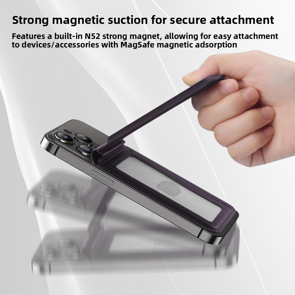 Magnetic leather stand card holder