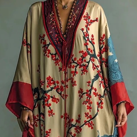 Floral-print loungewear robe