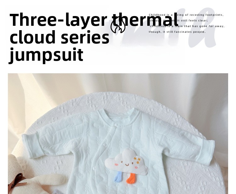Cotton Quilted Baby Jumpsuit for Autumn and Winter