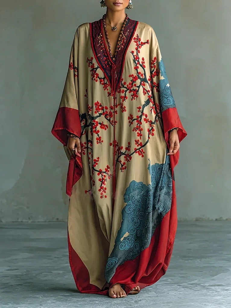 Floral-print loungewear robe