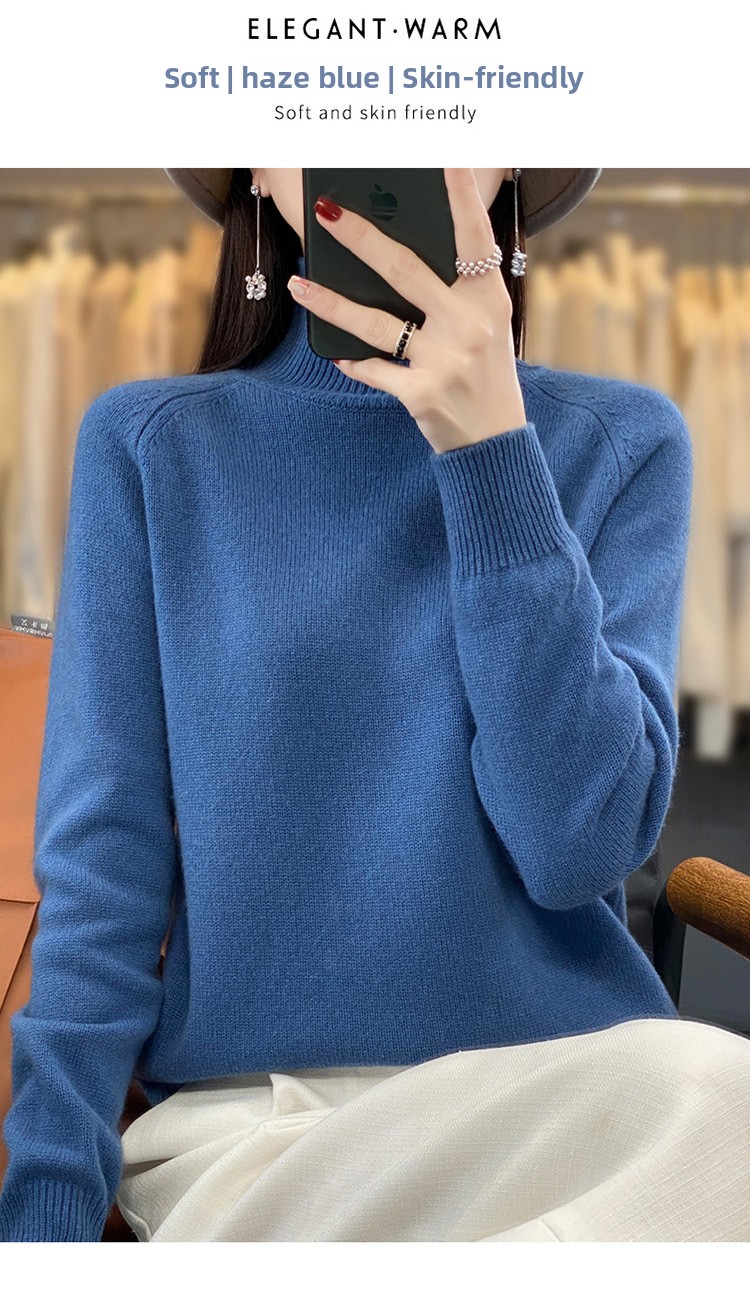 Solid Color Pullover Knit Sweater for Women Long Sleeve Loose Fit Viscose Soft Top