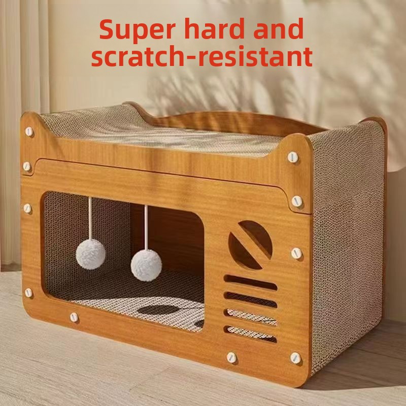 Rascador para gatos con cama y refugio de cartón: imagen adicional