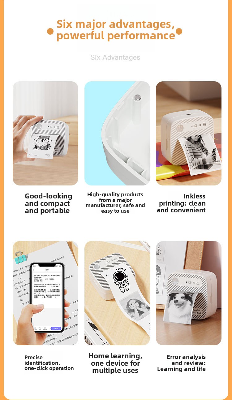 Portable Wireless Bluetooth Thermal Printer for Photo and Label Printing
