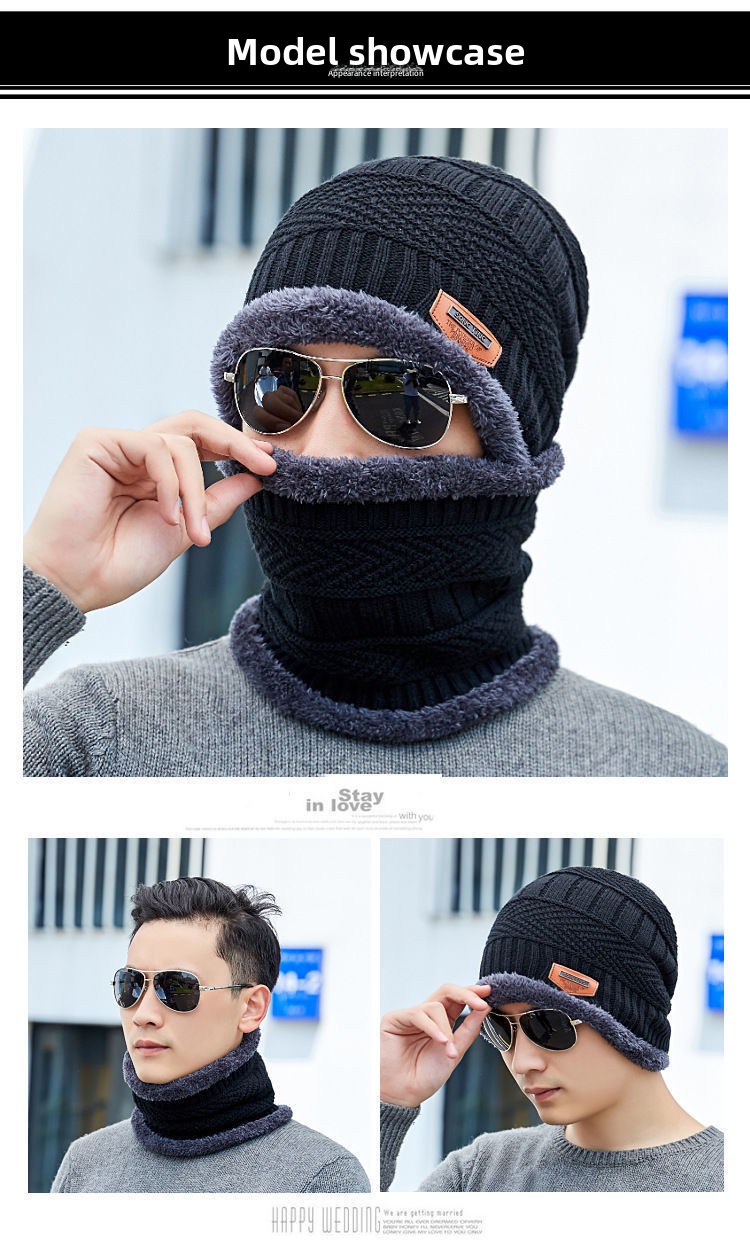 Winter cashmere padded warm wool cap