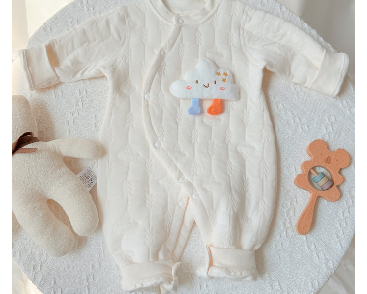 Cotton Quilted Baby Jumpsuit for Autumn and Winter
