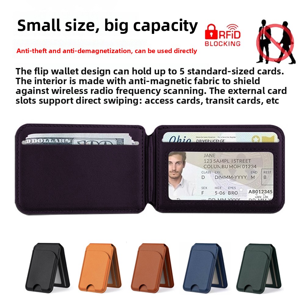 Magnetic leather stand card holder