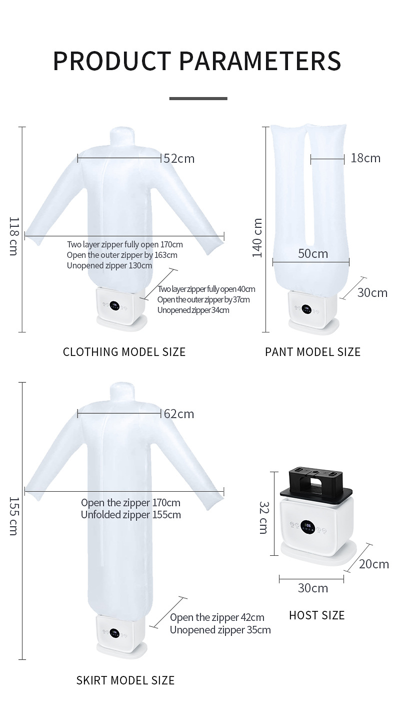 Fully Automatic Humanoid Garment Steamer and Dryer with Multiple Attachments