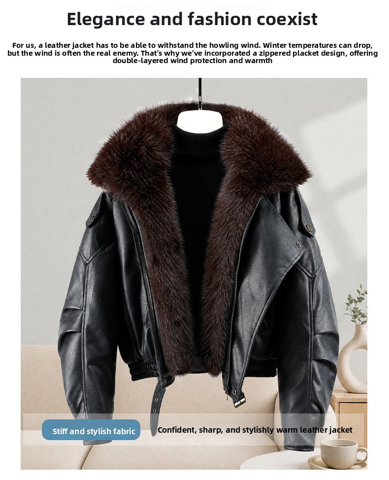 Women's Thickened Cotton Coat with Removable Fur Collar