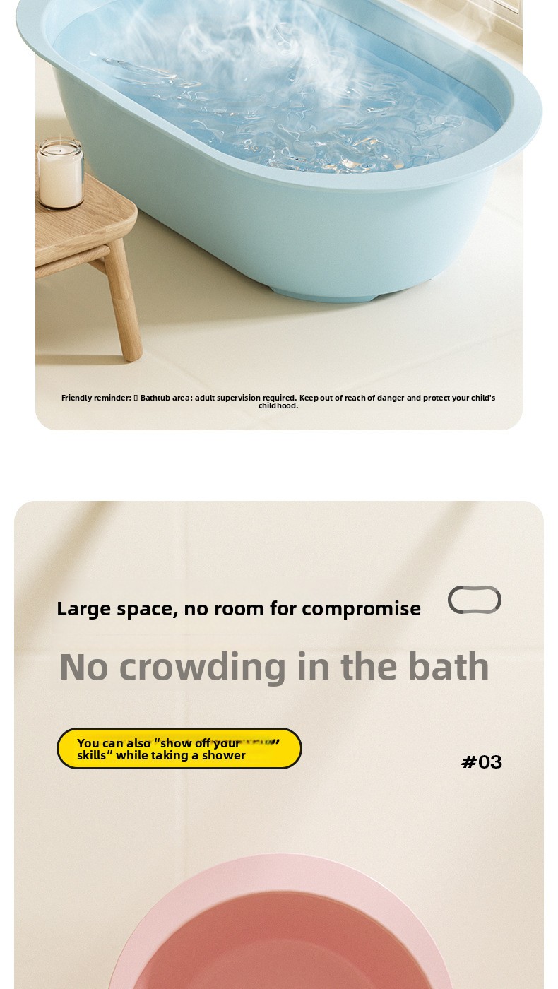 Thickened Non-Slip Plastic Baby Bathtub Long Shaped Children Bath Basin
