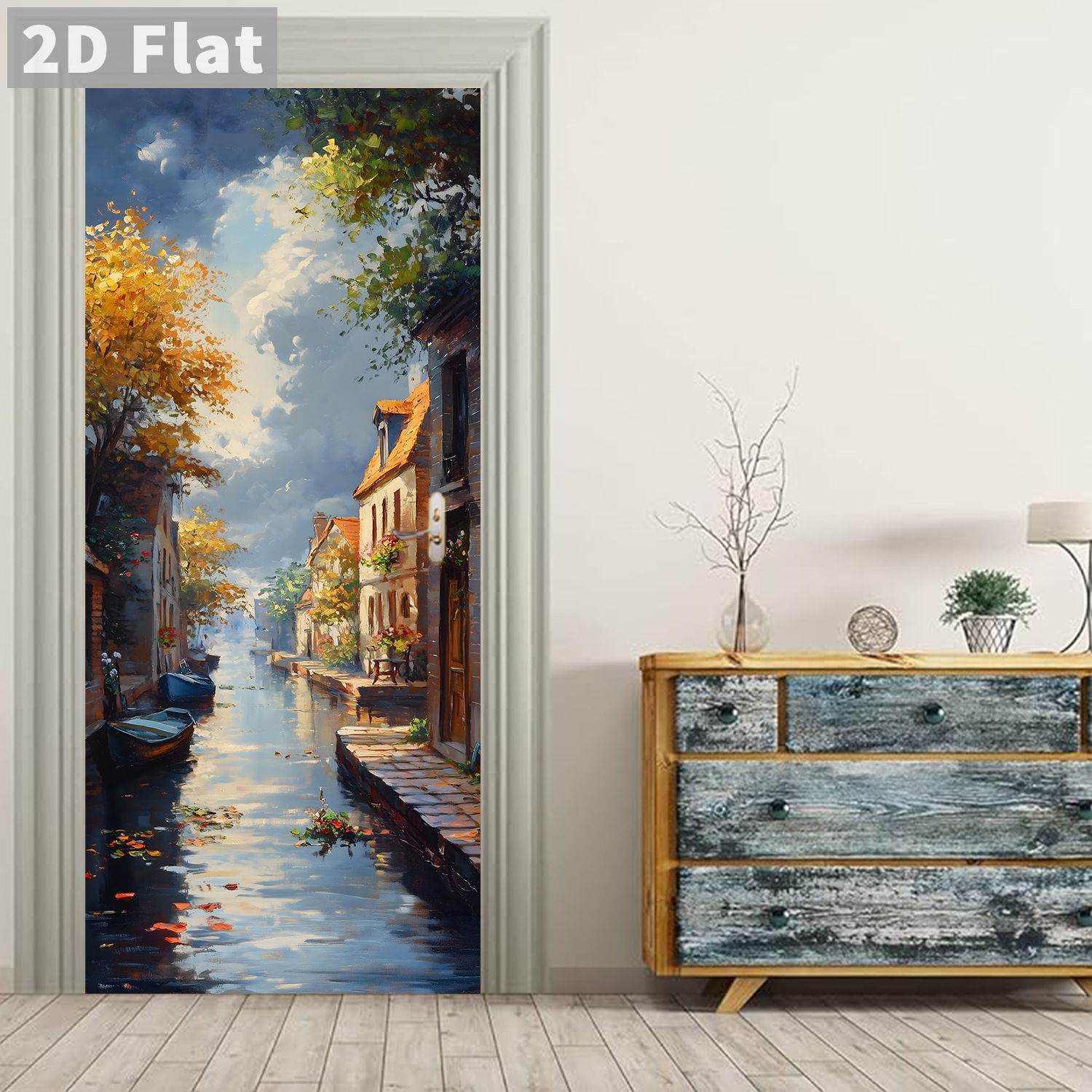 Creative Wooden Door Refurbished Door Stickers Wall Stickers