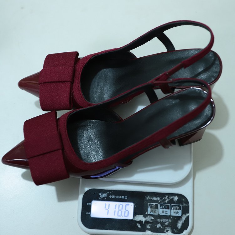 Women Pointed Toe Chunky Heel Bowknot Back Strap Closed Toe Summer Sandals