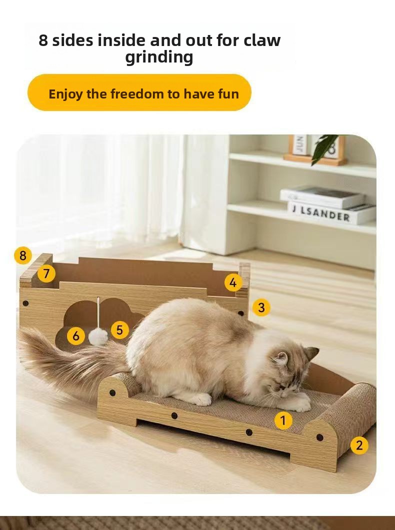 Rascador para gatos con cama y refugio de cartón: imagen adicional