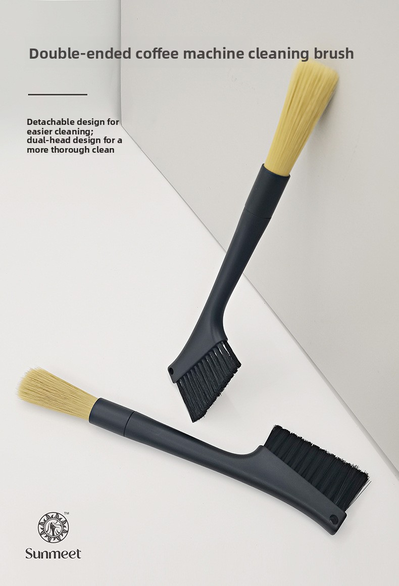 Coffee Machine Dual-Head Detachable Soft Bristle Cleaning Brush