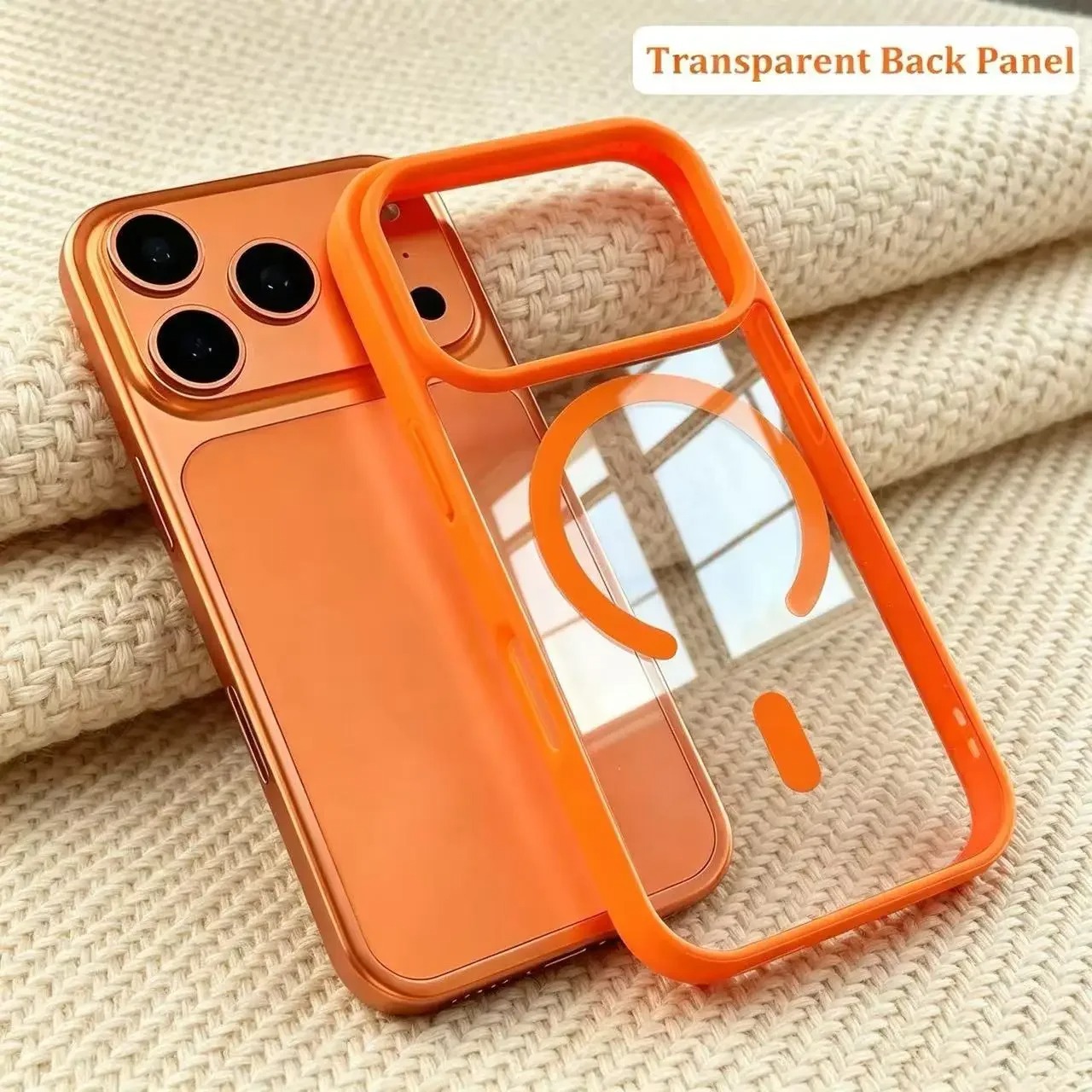 Magnetic Transparent Phone Case with Skin-Feel TPU PC Acrylic Frame