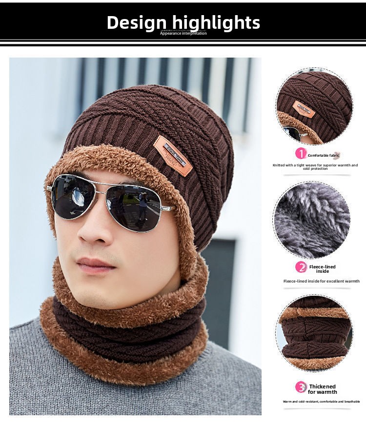 Winter cashmere padded warm wool cap