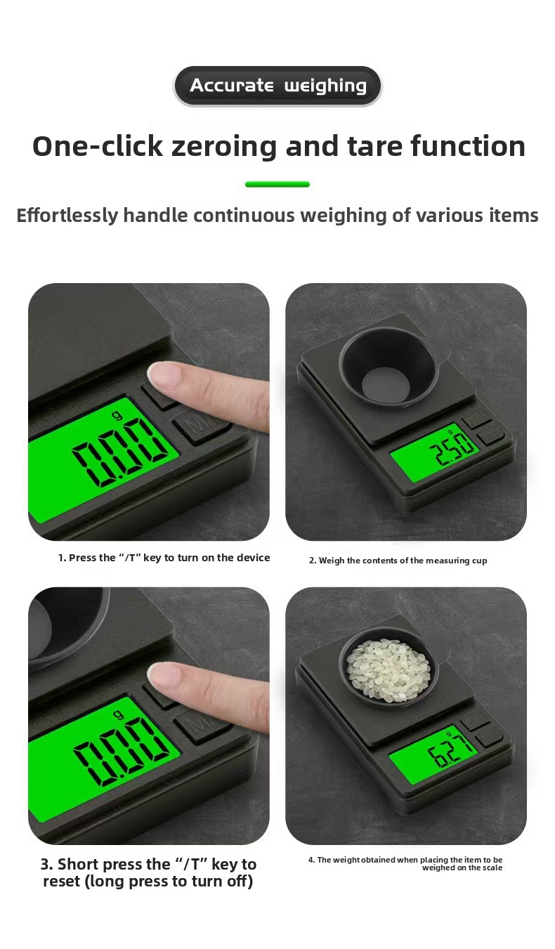 Mini High Precision Digital Pocket Scale 1000g/0.01g LCD Backlight Jewelry Gold Baking Kitchen Weighing Scale