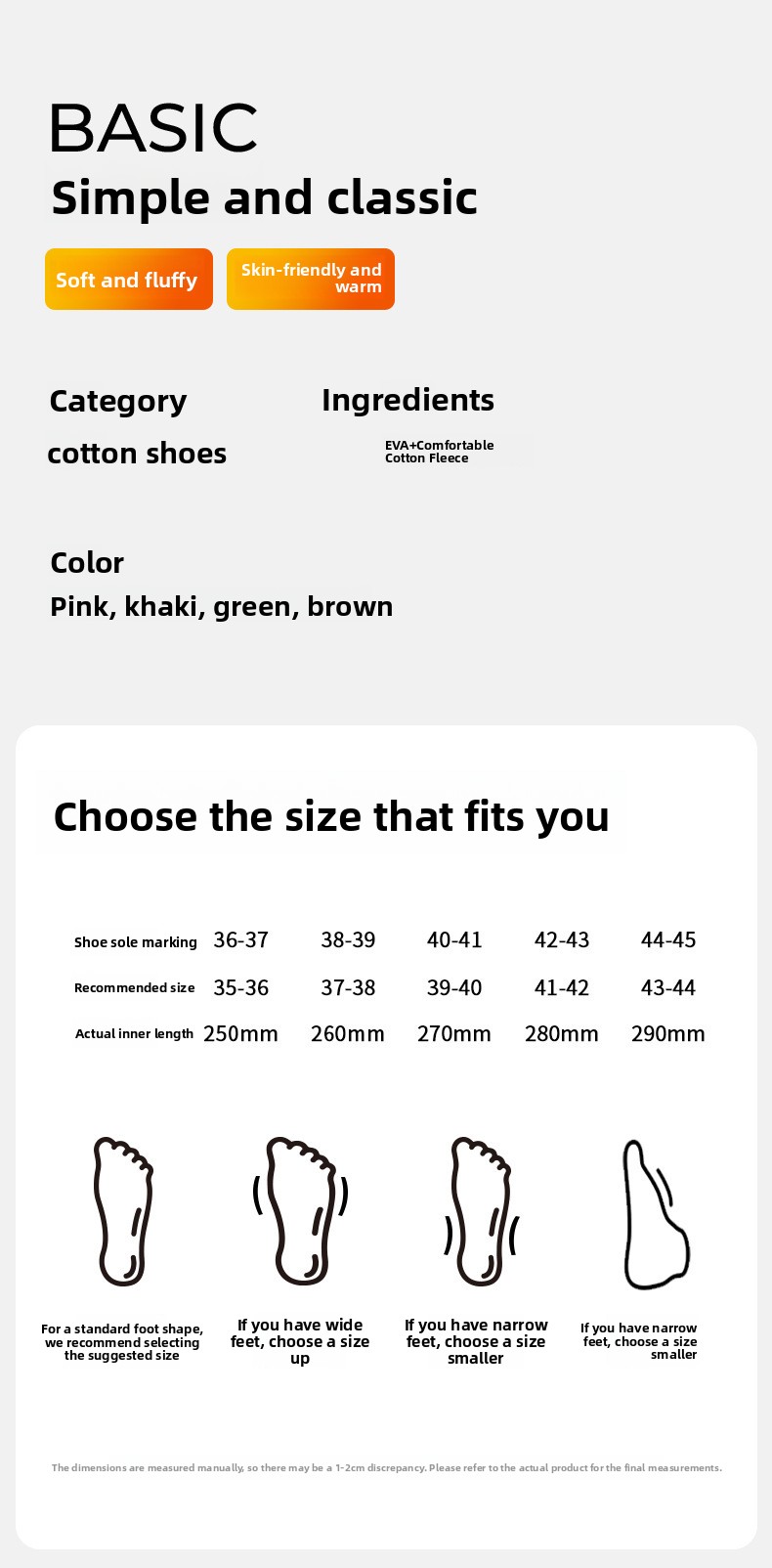 Unisex Plush Fleece Lined Cotton Slippers with Anti-Slip Sole