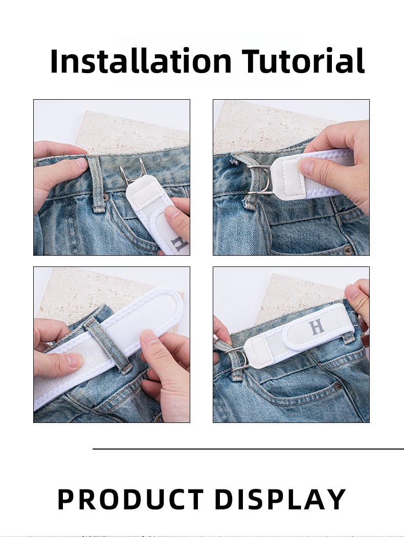Men's Hook-and-Loop Waist Tightening Belt Without Buckle for Adjustable Comfort
