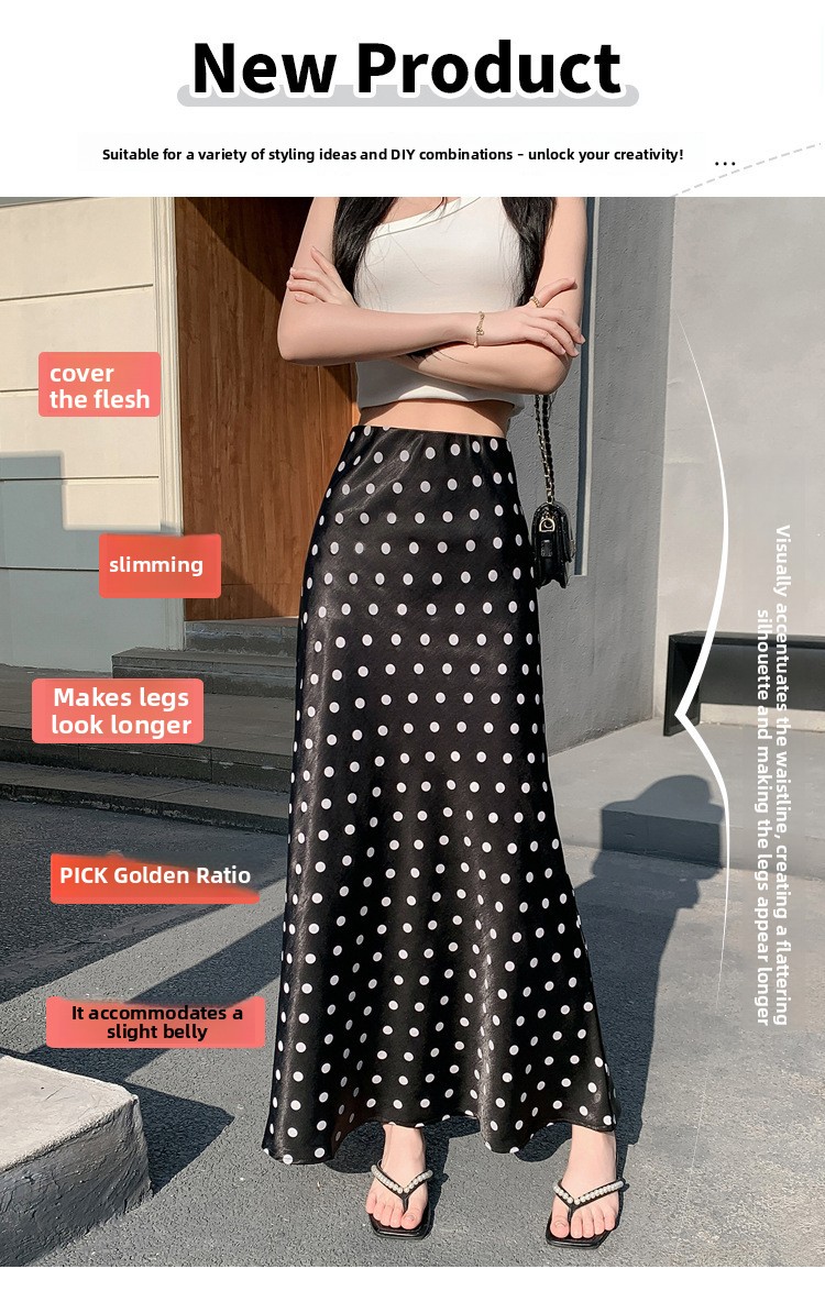 Women's New Elegant High Waist Dot Fishtail Dress