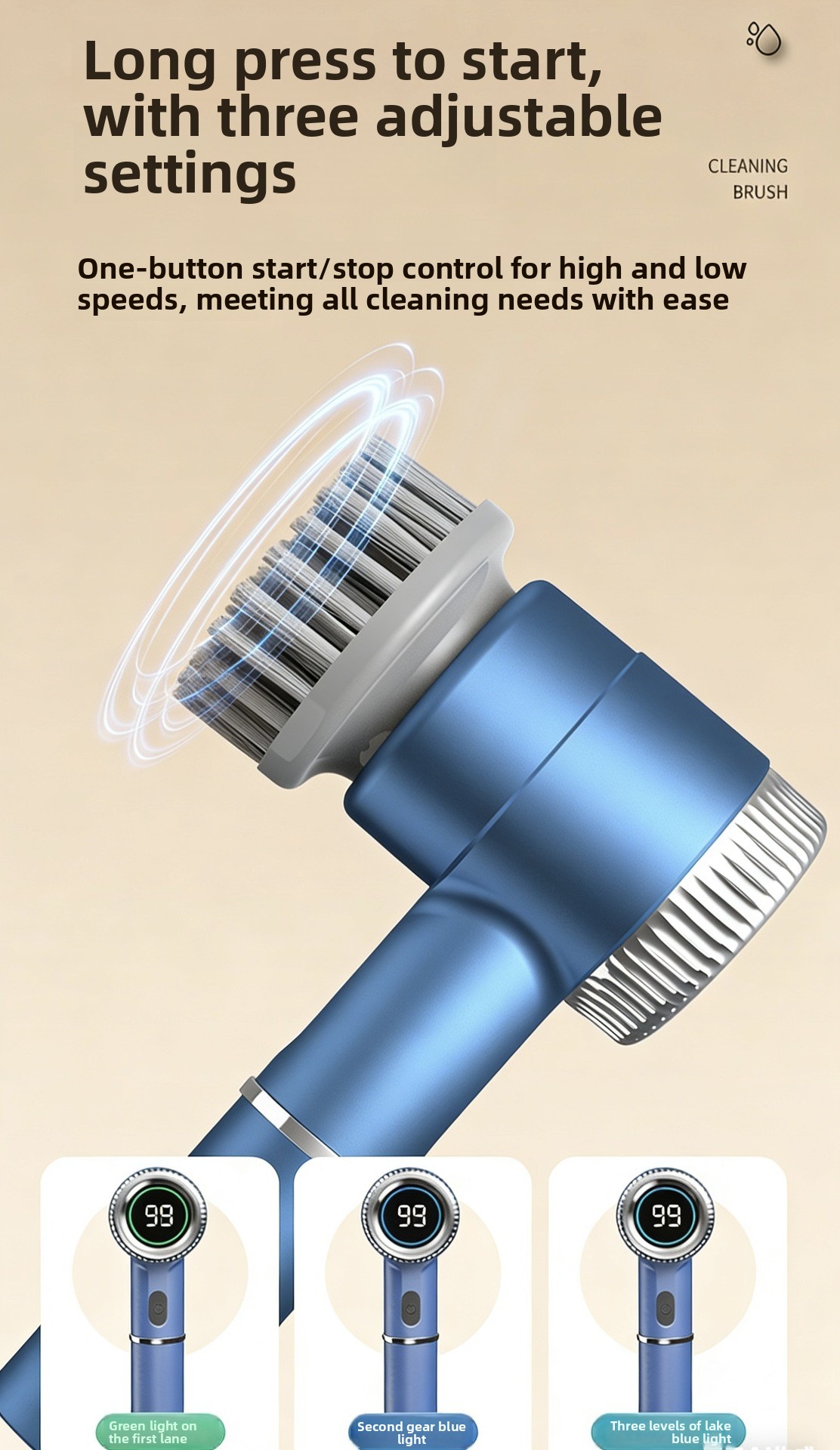 Rechargeable Cordless Electric Pot Scrubber with Multi-Functional Cleaning Brush Heads