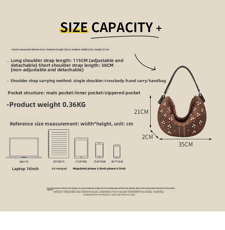 Deerskin Crescent underarm one-shoulder tote bag