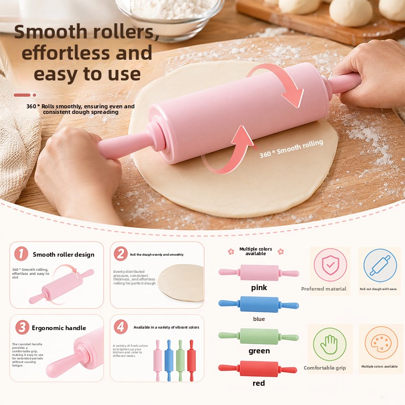 Mini Plastic Rolling Pin with PP Handle Children Baking Tool Dumpling Stick Lightweight
