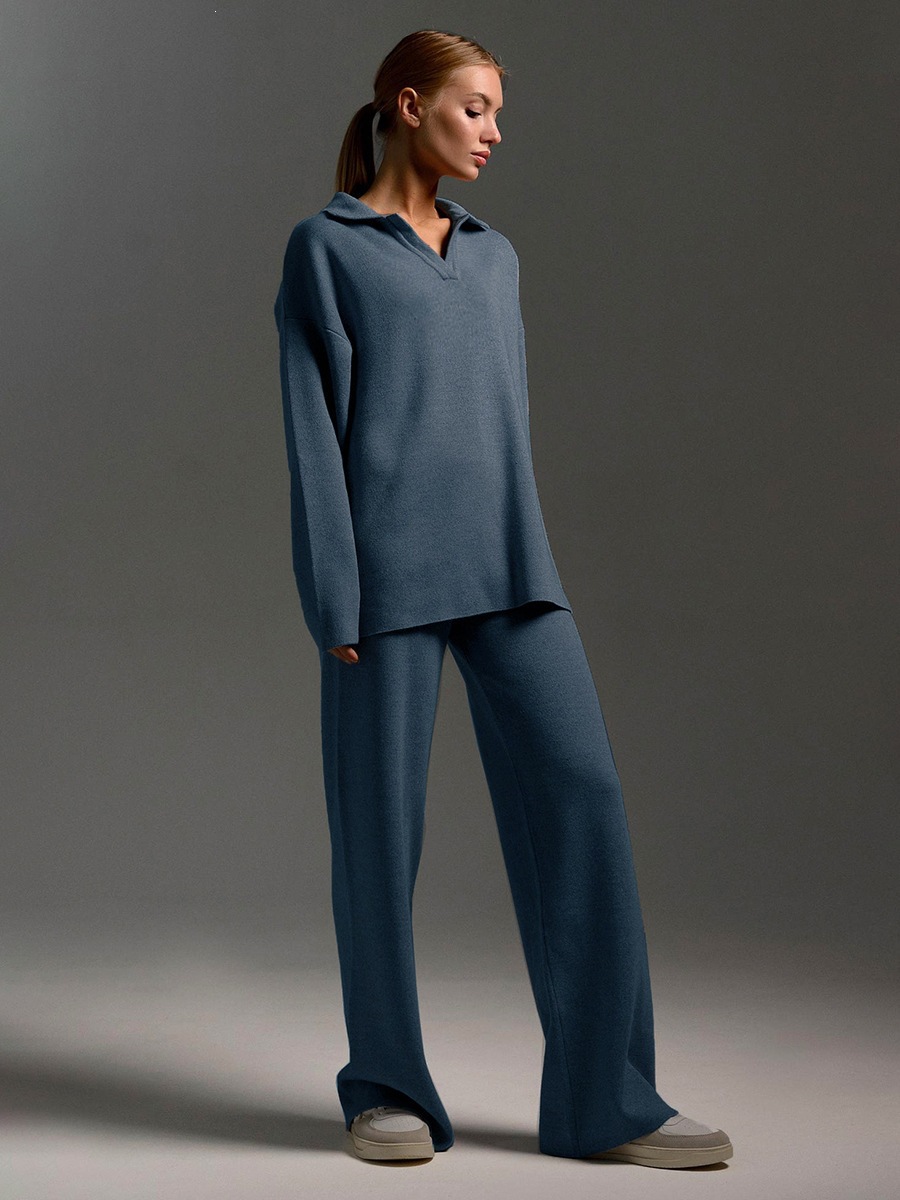Women's casual long-sleeved solid-color sports outfit