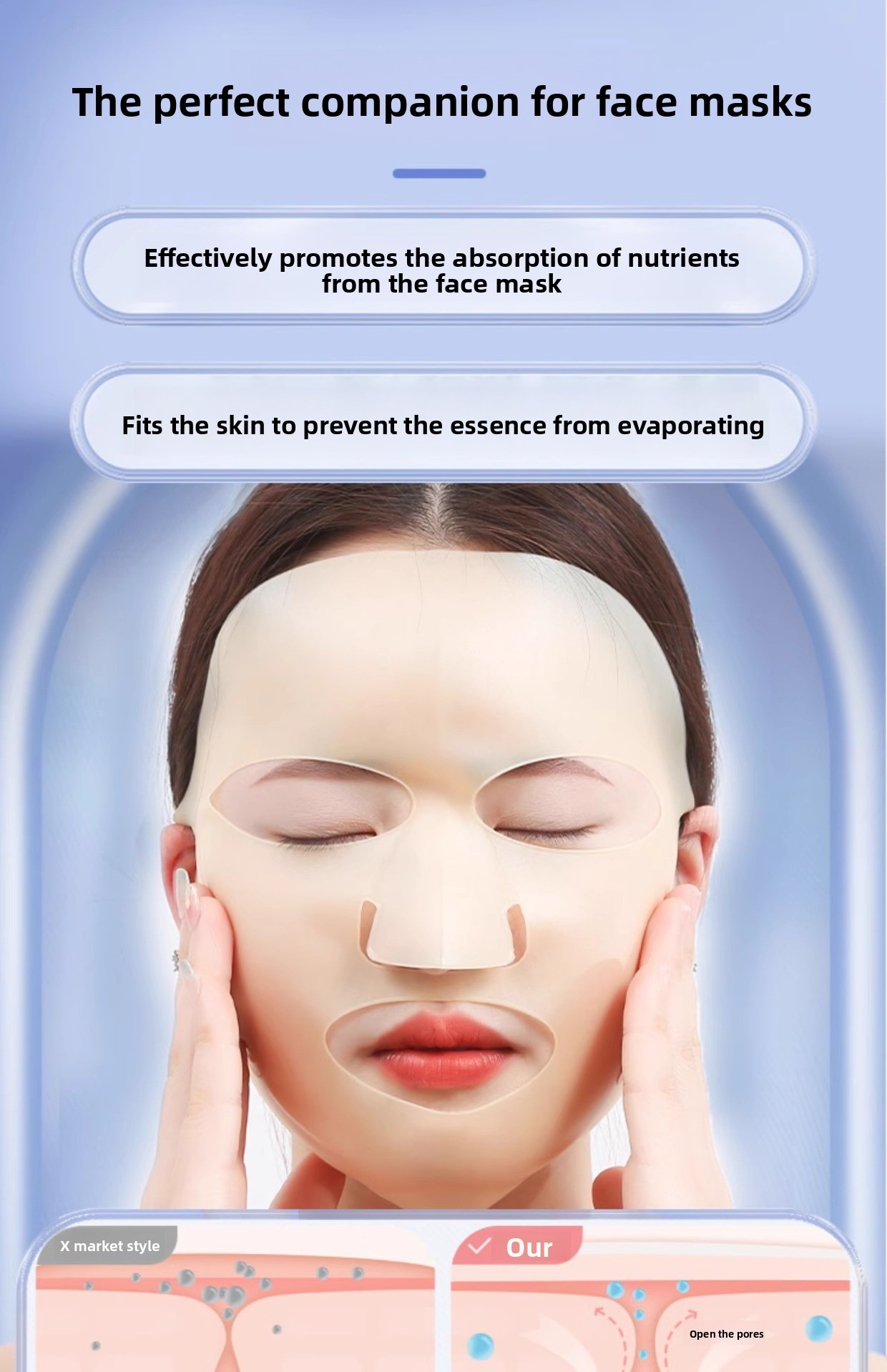 3D Silicone Mask Cover Anti-Slip Reusable Facial Sheet Mask Fixation Tool