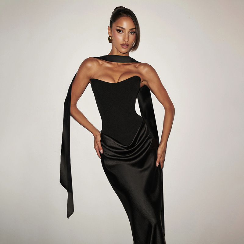 Elegant Sleeveless Patchwork Backless Bodycon Dress