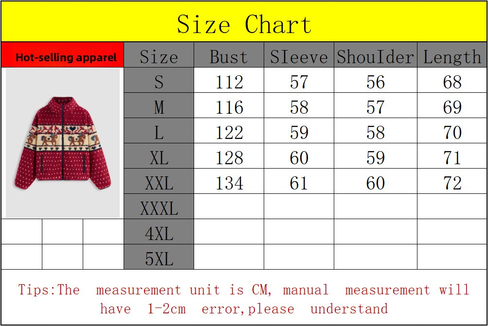Women's Christmas Snowflake Moose Zipper Long-Sleeve Woolen Coat