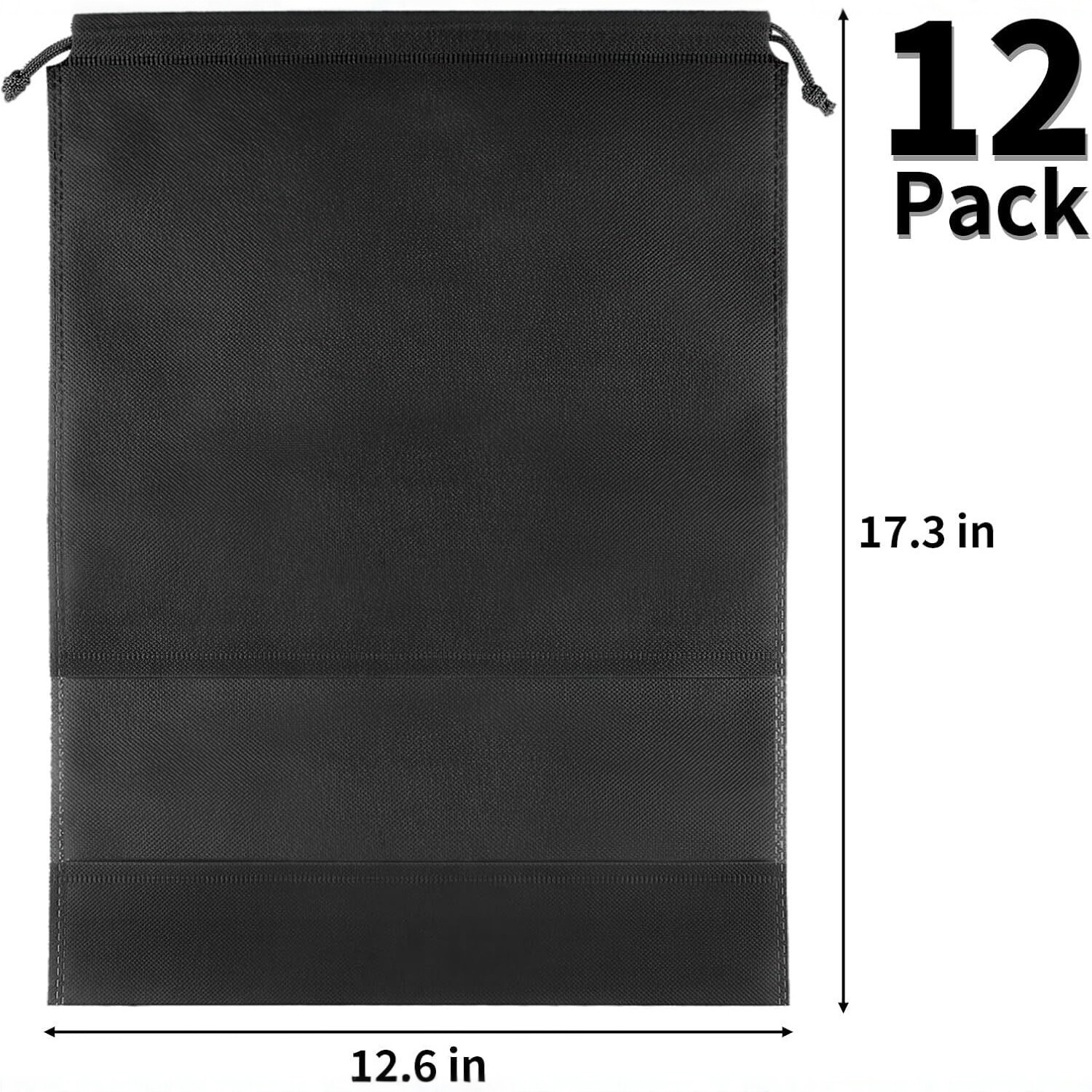 Foldable Non-Woven Drawstring Shoe Bag with Transparent Window, Dustproof Travel Storage Organizer