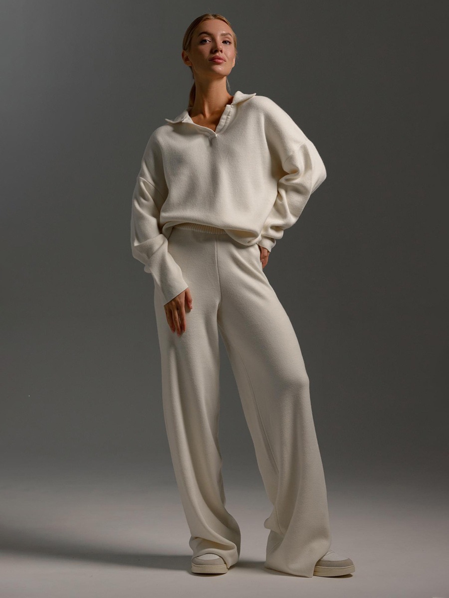 Women's casual long-sleeved solid-color sports outfit